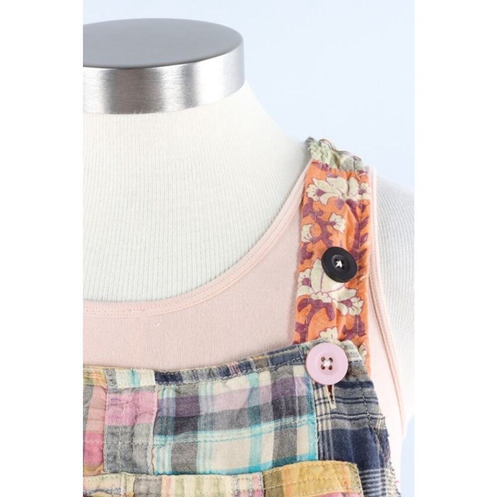 Magnolia Pearl Madras Patchwork Tropical Plaid Overalls One size NWT - Picture 2 of 12